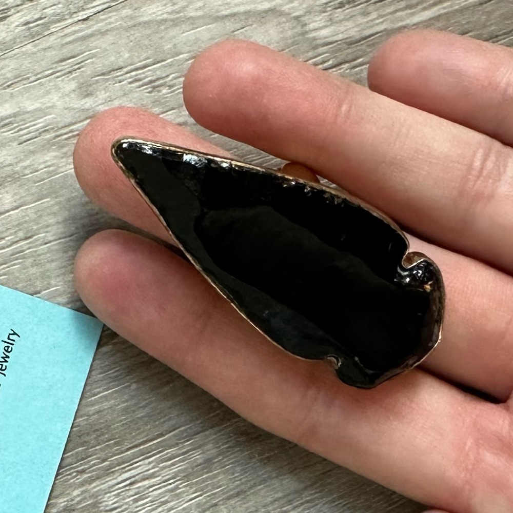 Charles Albert Obsidian Arrowhead Adjustable Ring